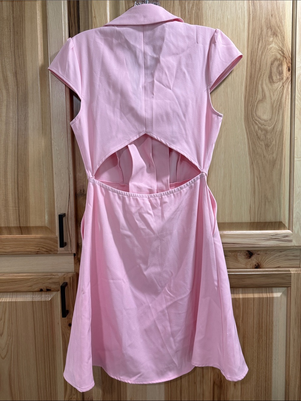 RIHOAS Size XS Pink Fit and Flare Blazer Open Back Retro Feminine Mini Dress